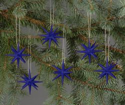 Christbaumschmuck, dunkelblau - kleine Weihnachtssterne, 6-teilig