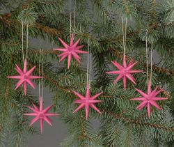 Christbaumschmuck, pink - kleine Weihnachtssterne, 6-teilig