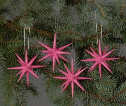Christbaumschmuck,  pink - groe Weihnachtssterne, 4-teilig