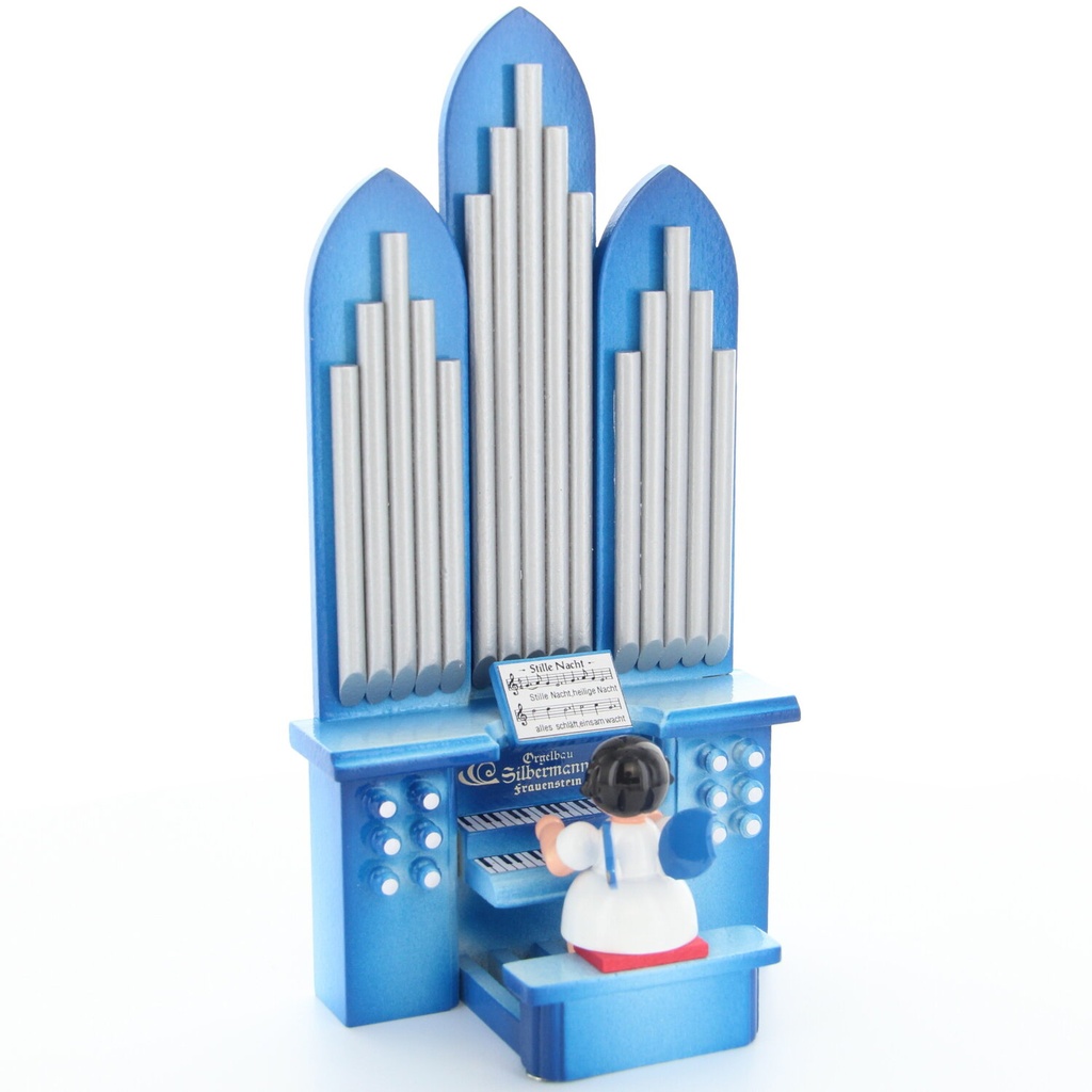 Engel an der Orgel, blaue Flügel