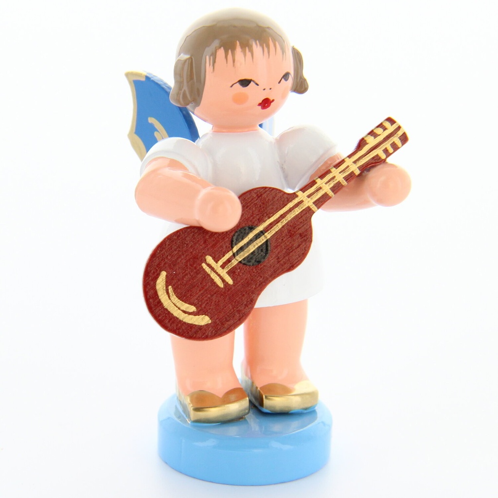 Engel stehend mit Gitarre, blaue Flügel