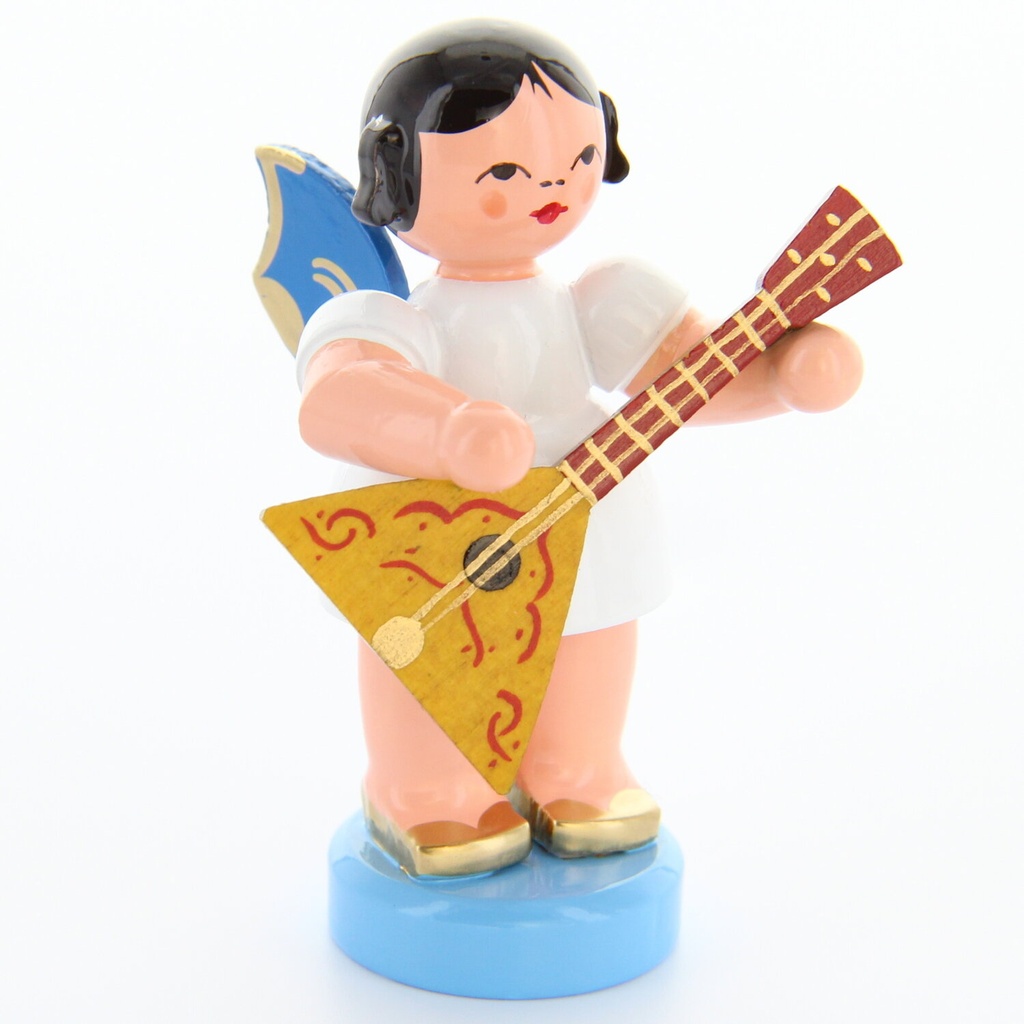 Engel stehend mit Balalaika, blaue Flügel