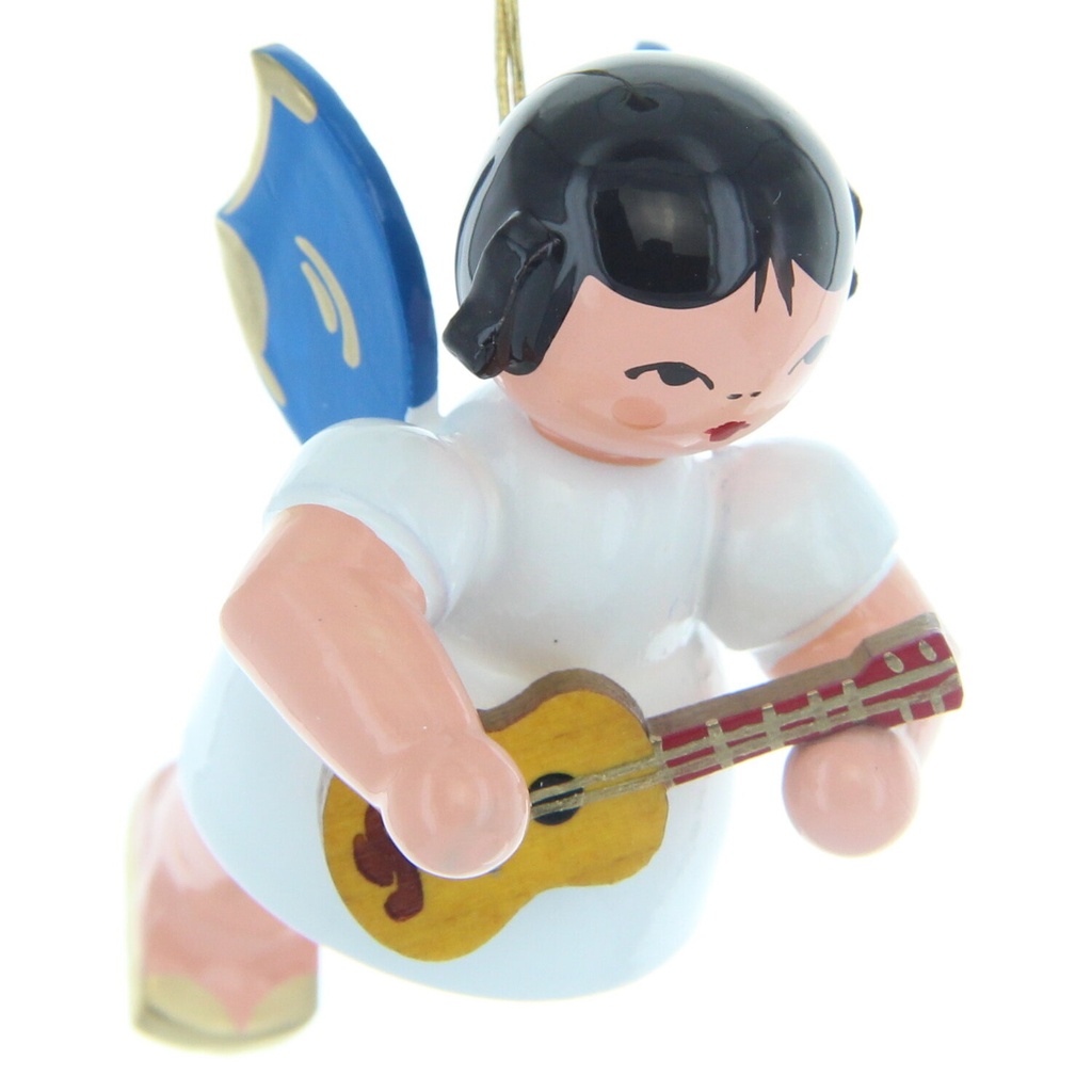 Schwebeengel mit Ukulele, blaue Flügel