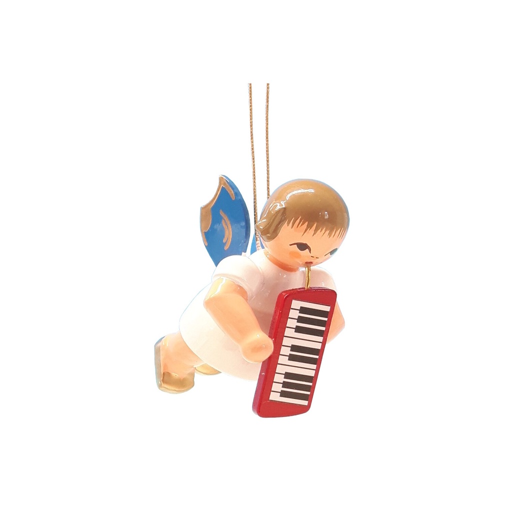 Schwebeengel mit Melodica, blaue Flügel