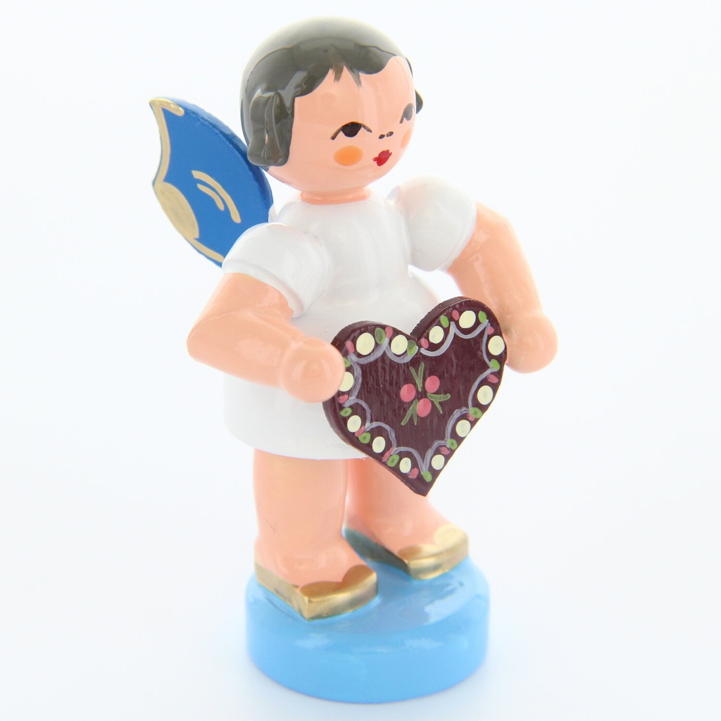 [FU 225/270/24B] Engel stehend mit Lebkuchenherz, blaue Flügel