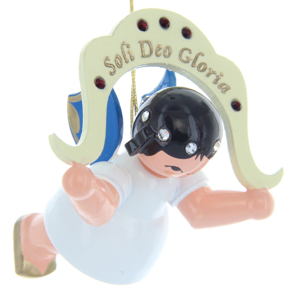 [FU 199/062/121B] Engel schwebend "Soli Deo Gloria", Sonderedition "Swarovski", blaue Flügel