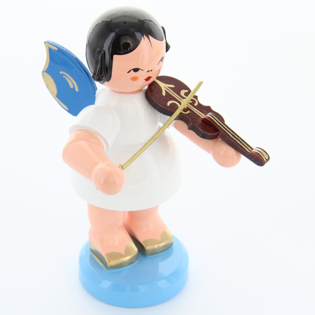 Engel stehend groß mit Violine, blaue Flügel