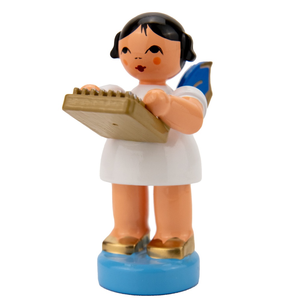 [FU 225/250/68B] Engel stehend groß mit Kalimba, blaue Flügel