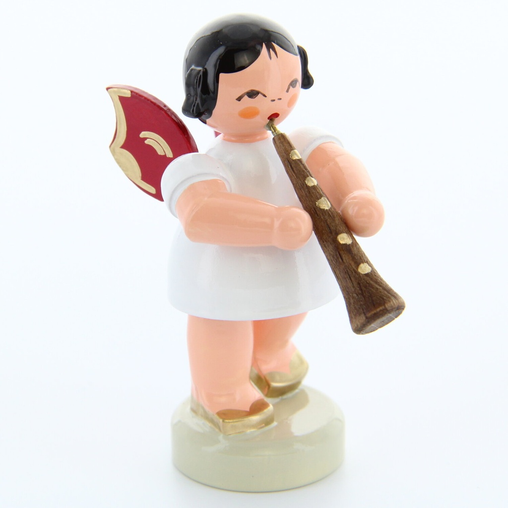 Engel stehend mit Oboe, rote Flügel