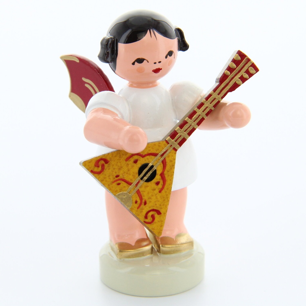 Engel stehend mit Balalaika, rote Flügel