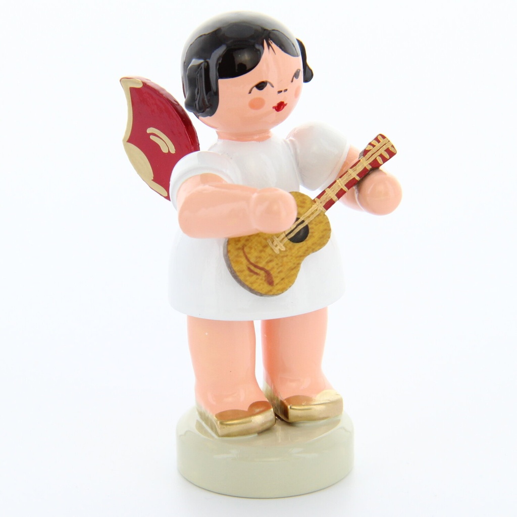 Engel stehend mit Ukulele, rote Flügel