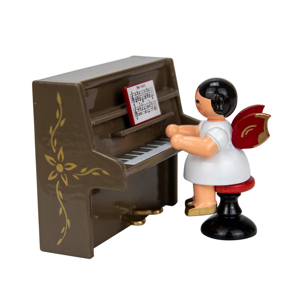 [FU 225/043/70RB] Engel auf Hocker am braunen Klavier, rote Flügel