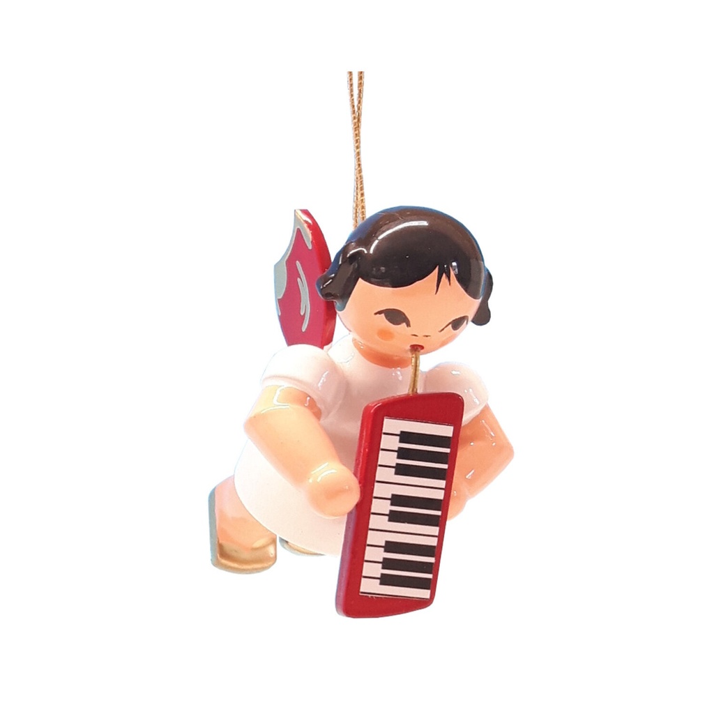 Schwebeengel mit Melodica, rote Flügel