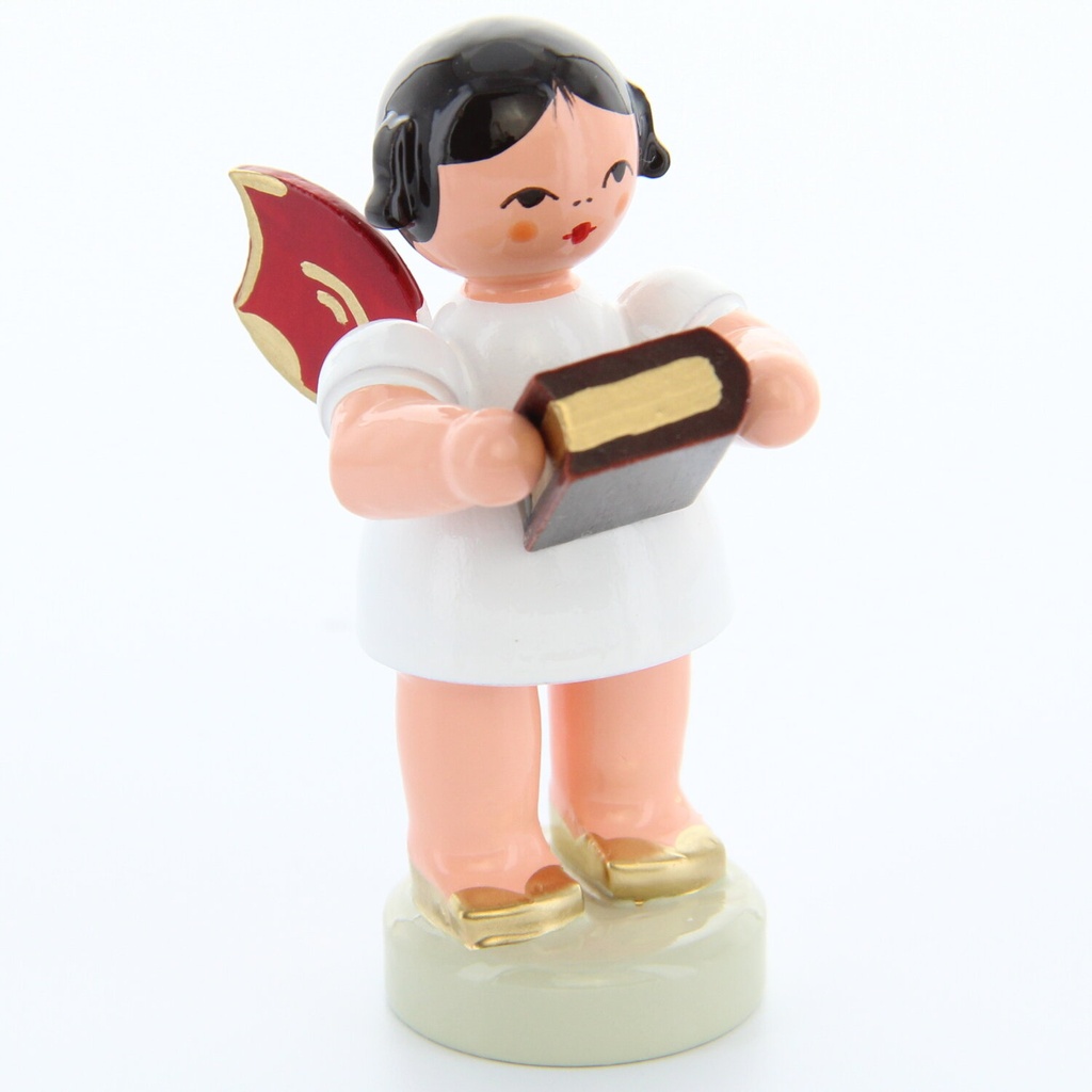 Engel stehend mit Bibel, rote Flügel