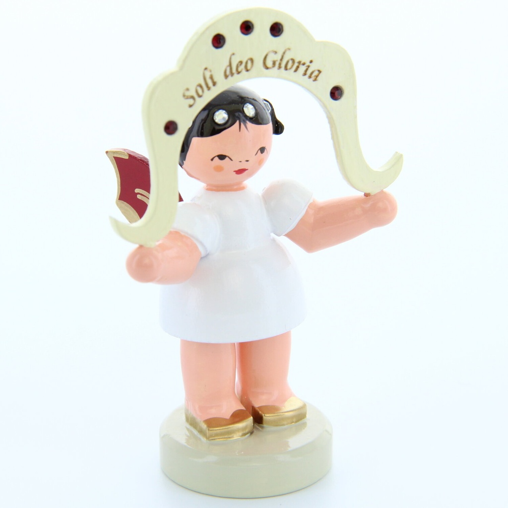 Engel stehend "Soli Deo Gloria", Sonderedition "Swarovski", rote Flügel