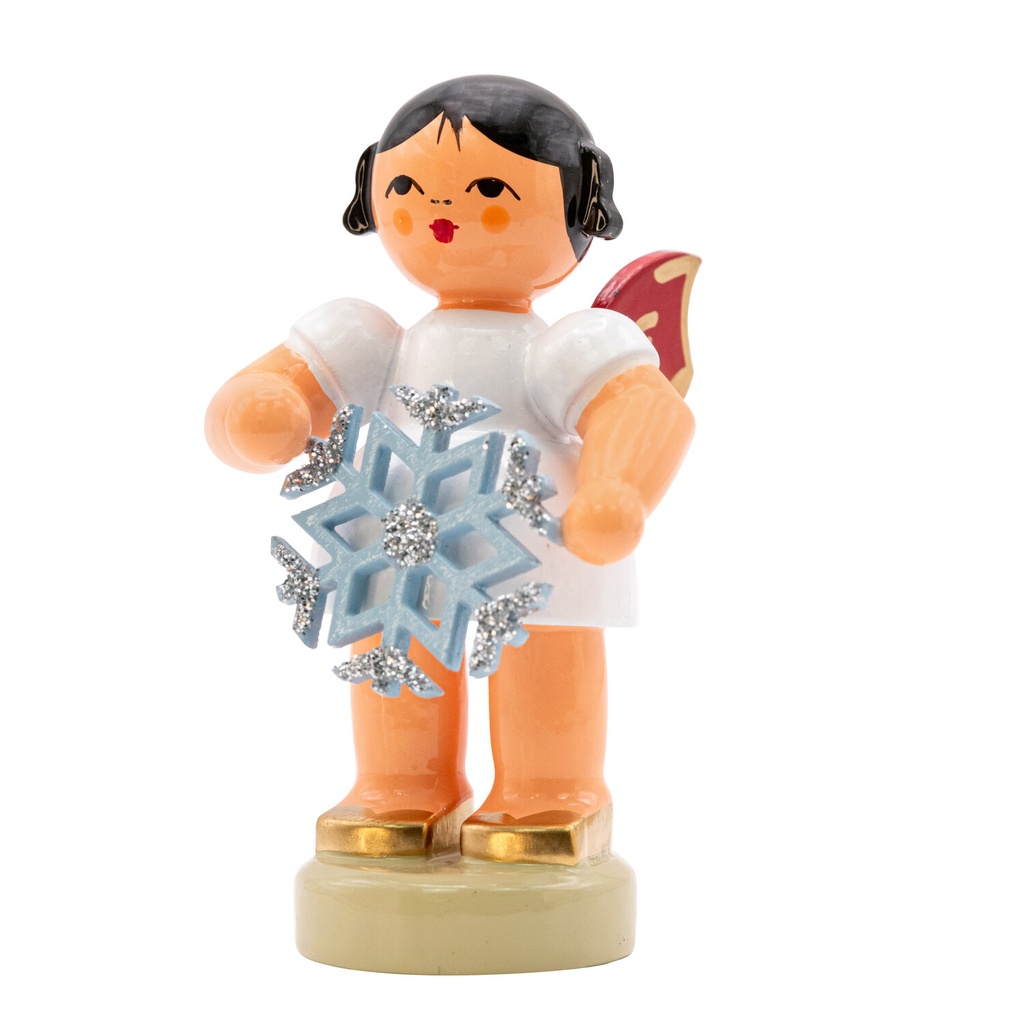 [FU 225/270/37R] Engel stehend mit Schneekristall, rote Flügel
