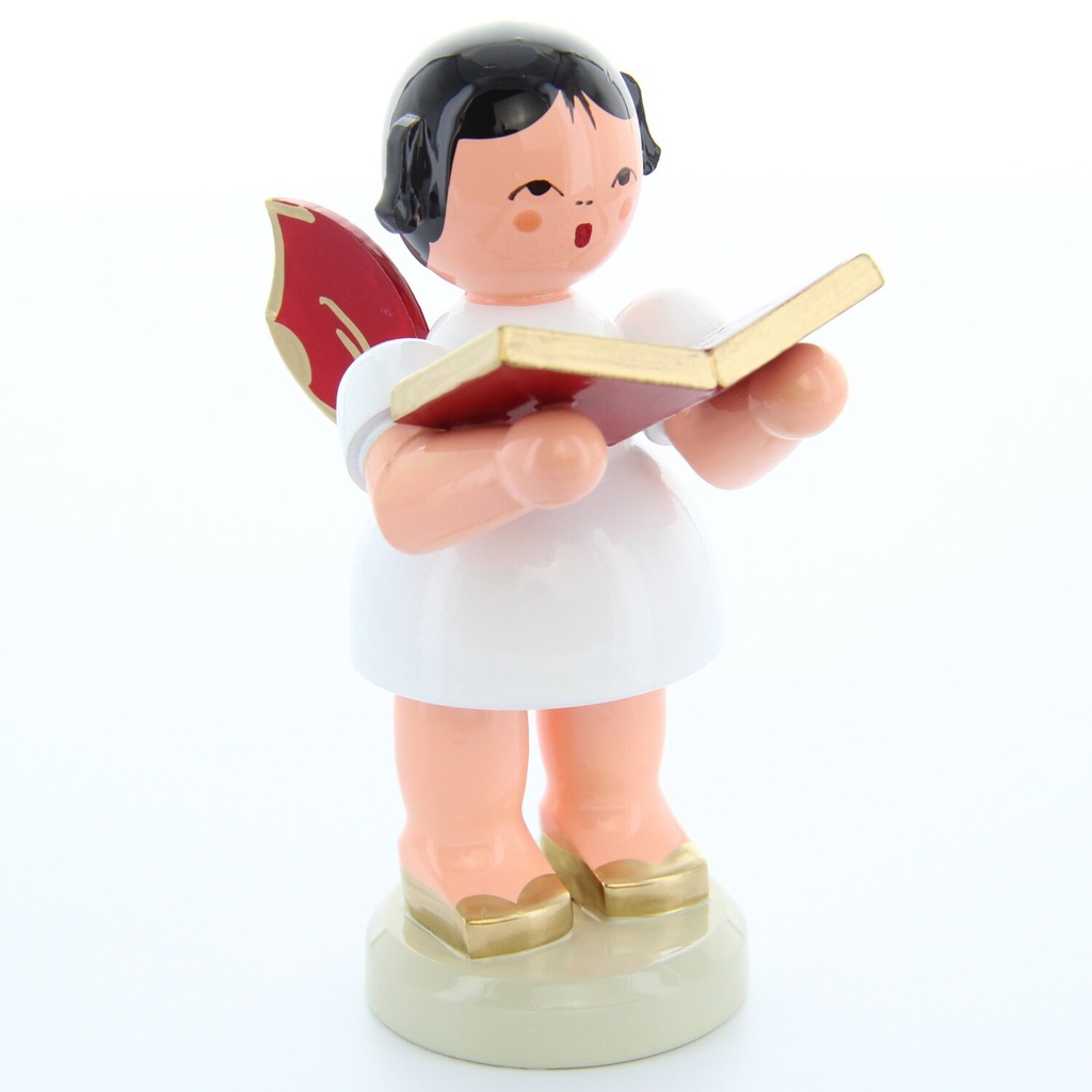 Engel stehend groß mit Buch, rote Flügel