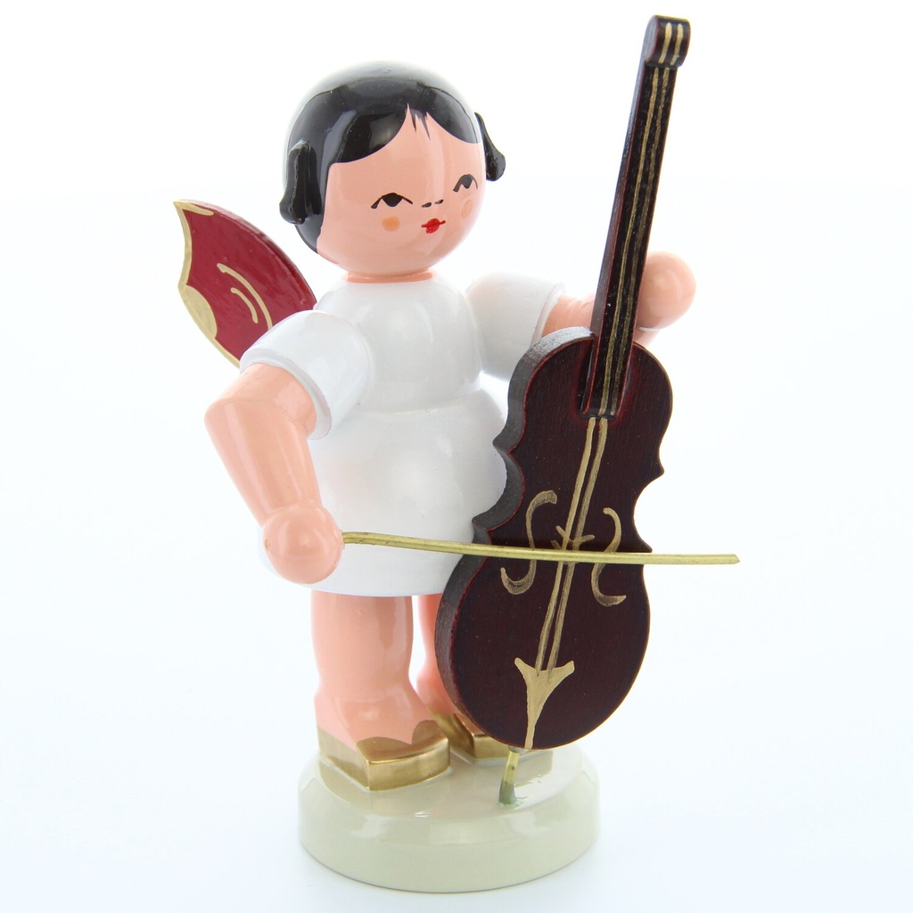 Engel stehend groß mit Cello, rote Flügel