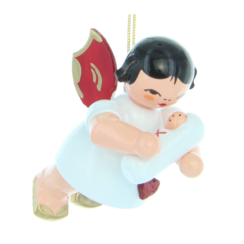 [FU 199/062/206R] Herzengel schwebend mit Baby Mädchen, rote Flügel