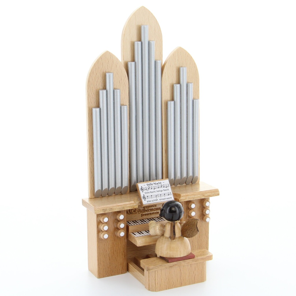 Engel an der Orgel mit Spielwerk „O Tannenbaum" Kurzfassung, natur