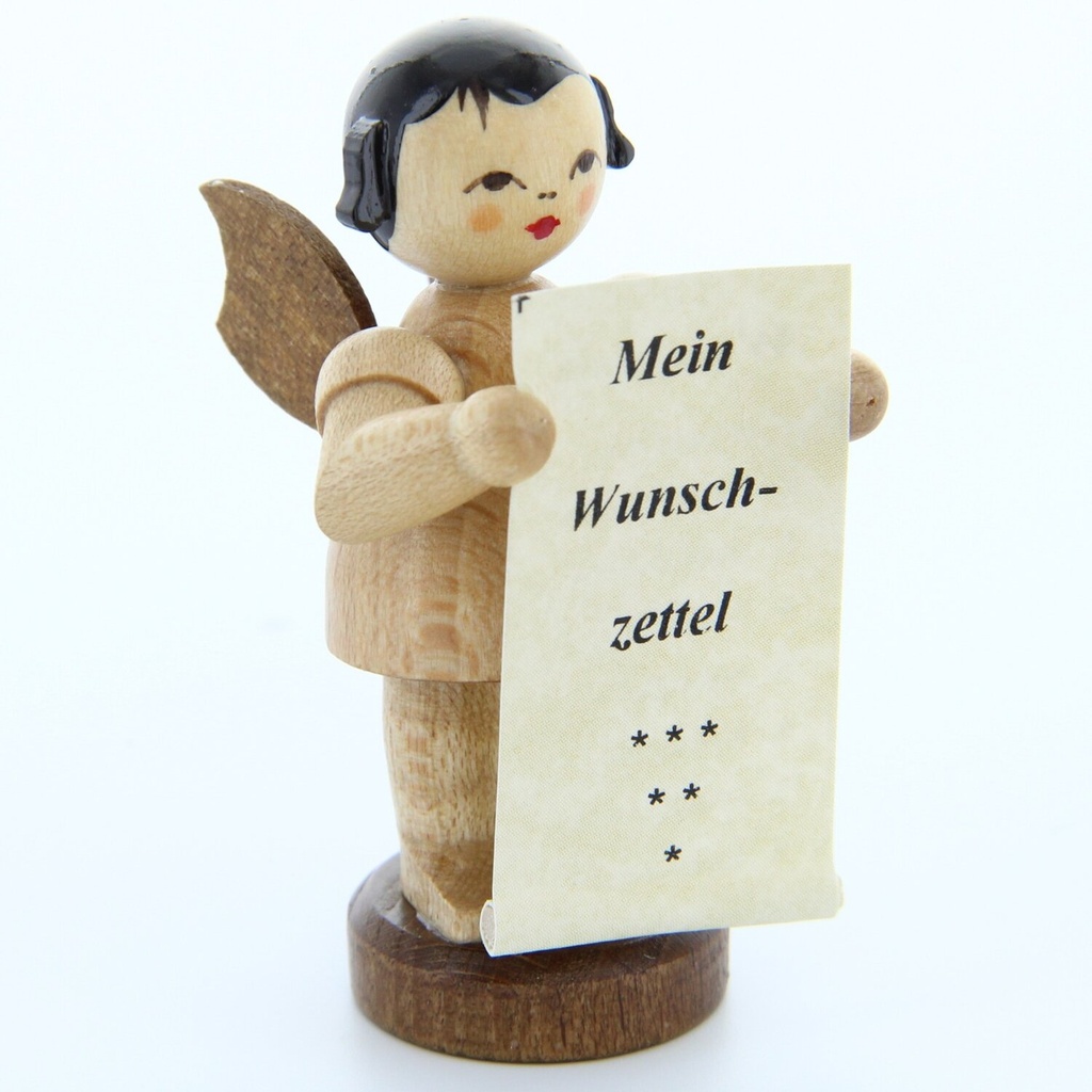 Engel stehend mit Wunschzettel, natur