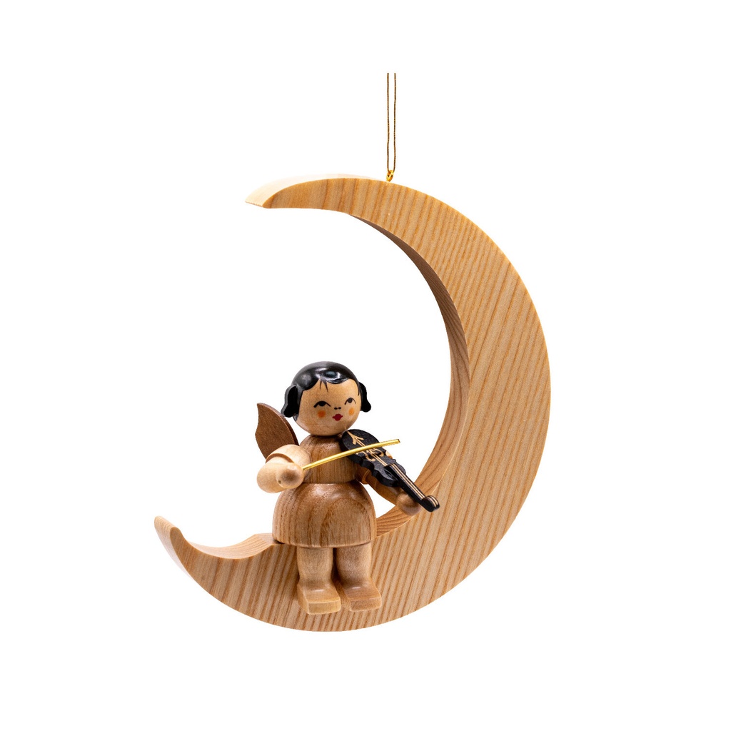 [FU 197/192/14N] Engel sitzend groß mit Violine, natur, Mond natur