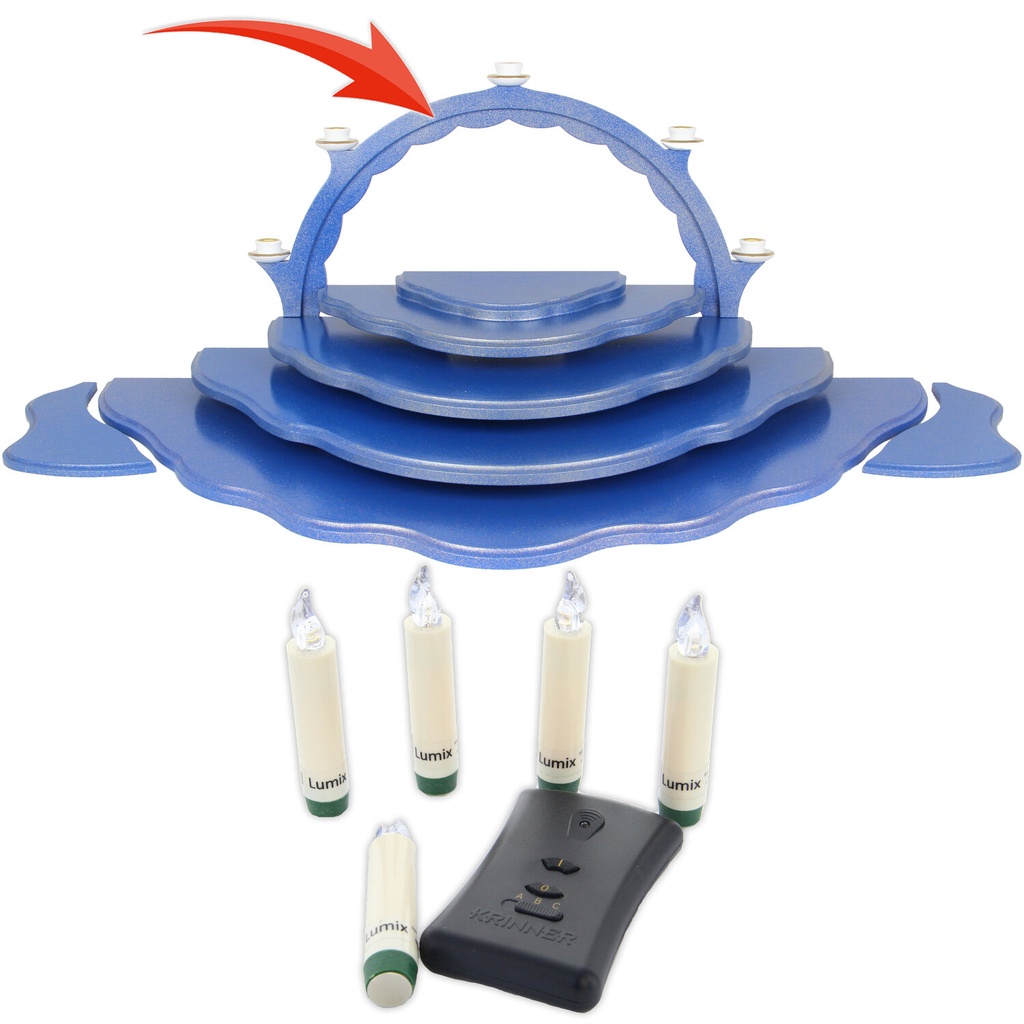 [FU 226/055/06Be] Schwibbogen, blau/gold, zum anschrauben an Etage 3, mit LED-Beleuchtung