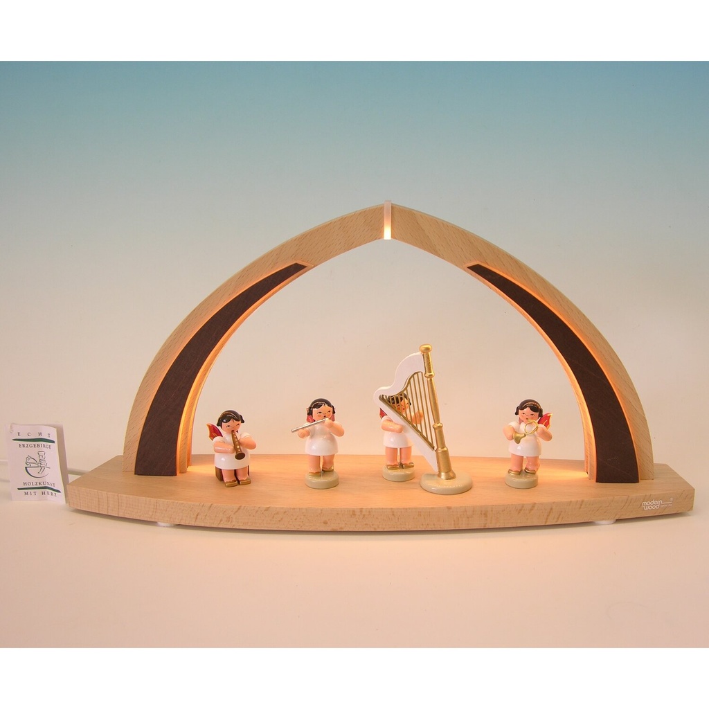 [FU 202/749R] Schwibbogen LED Beleuchtung klein mit bunten Engeln