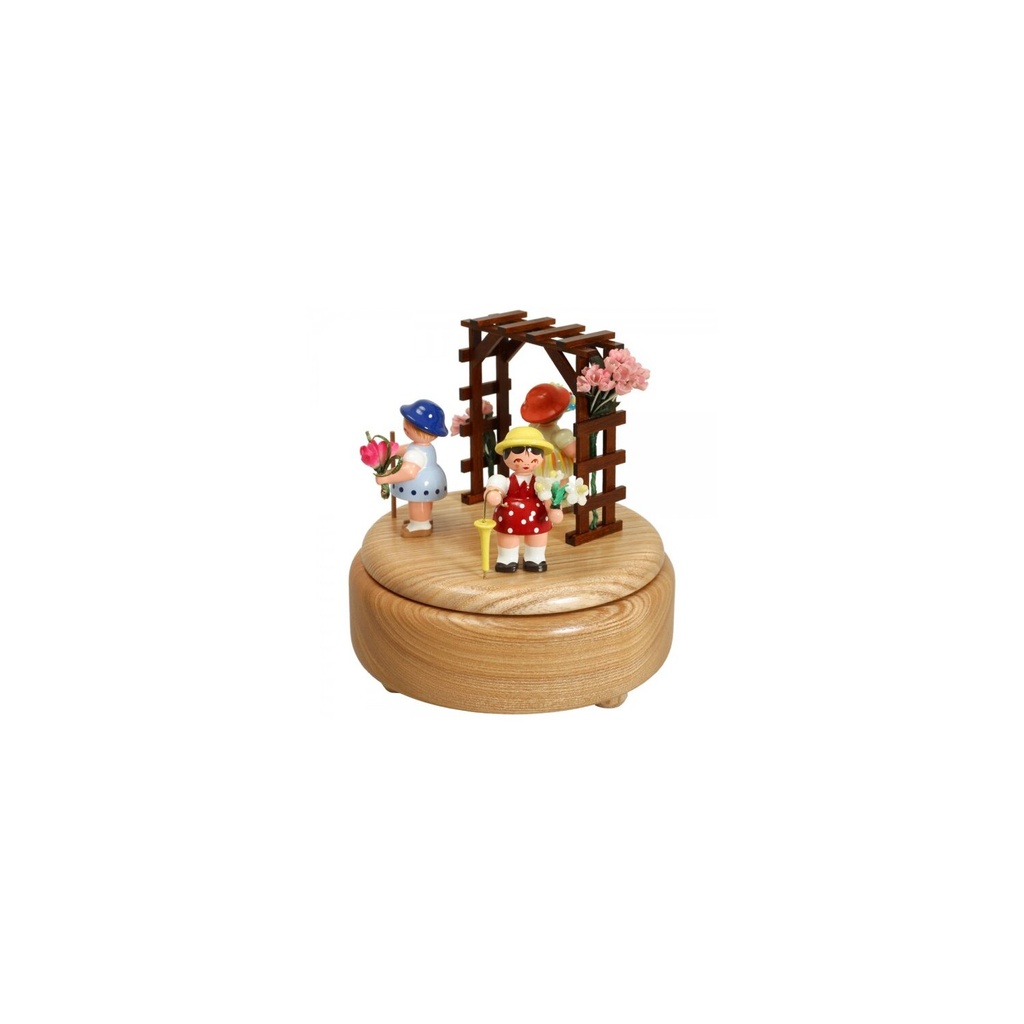 Spieldose natur mit 3 Blumenkinder