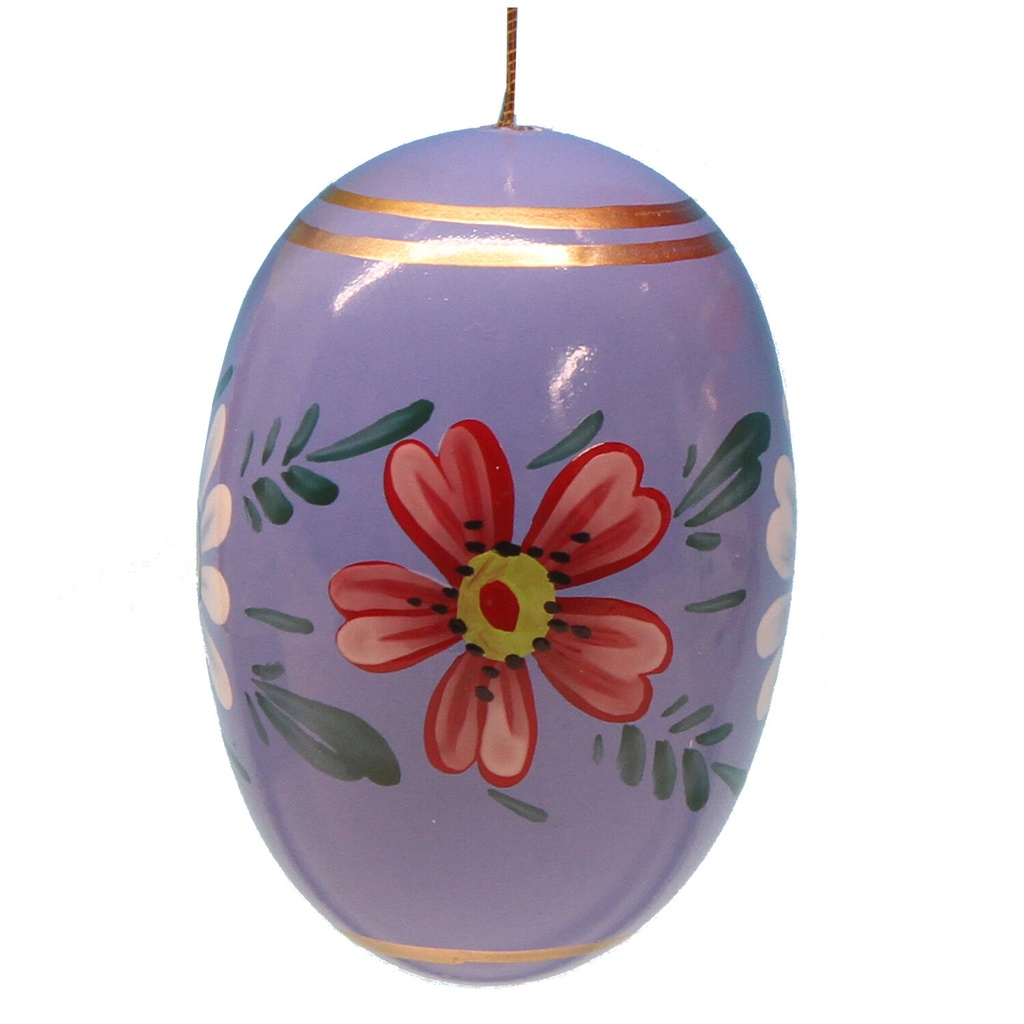 Osterei blau, 55 mm mit Blumen, handbemalt