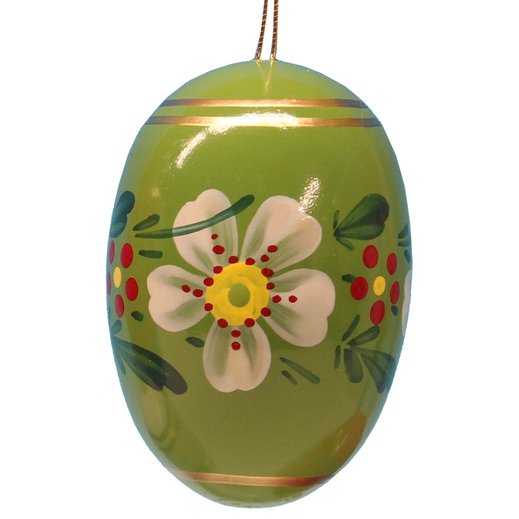Osterei grün, 55 mm mit Blumen, handbemalt