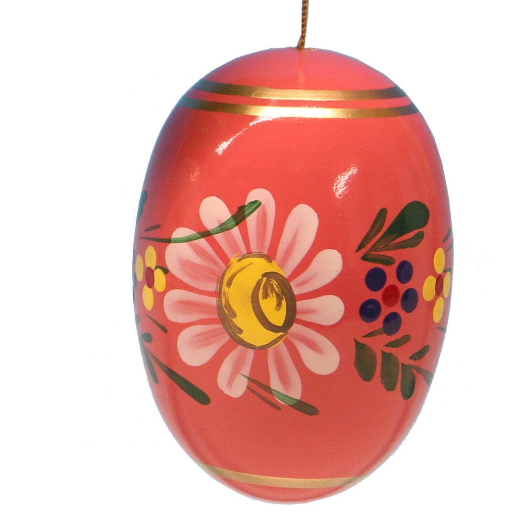 Osterei rosa, 55 mm mit Blumen, handbemalt