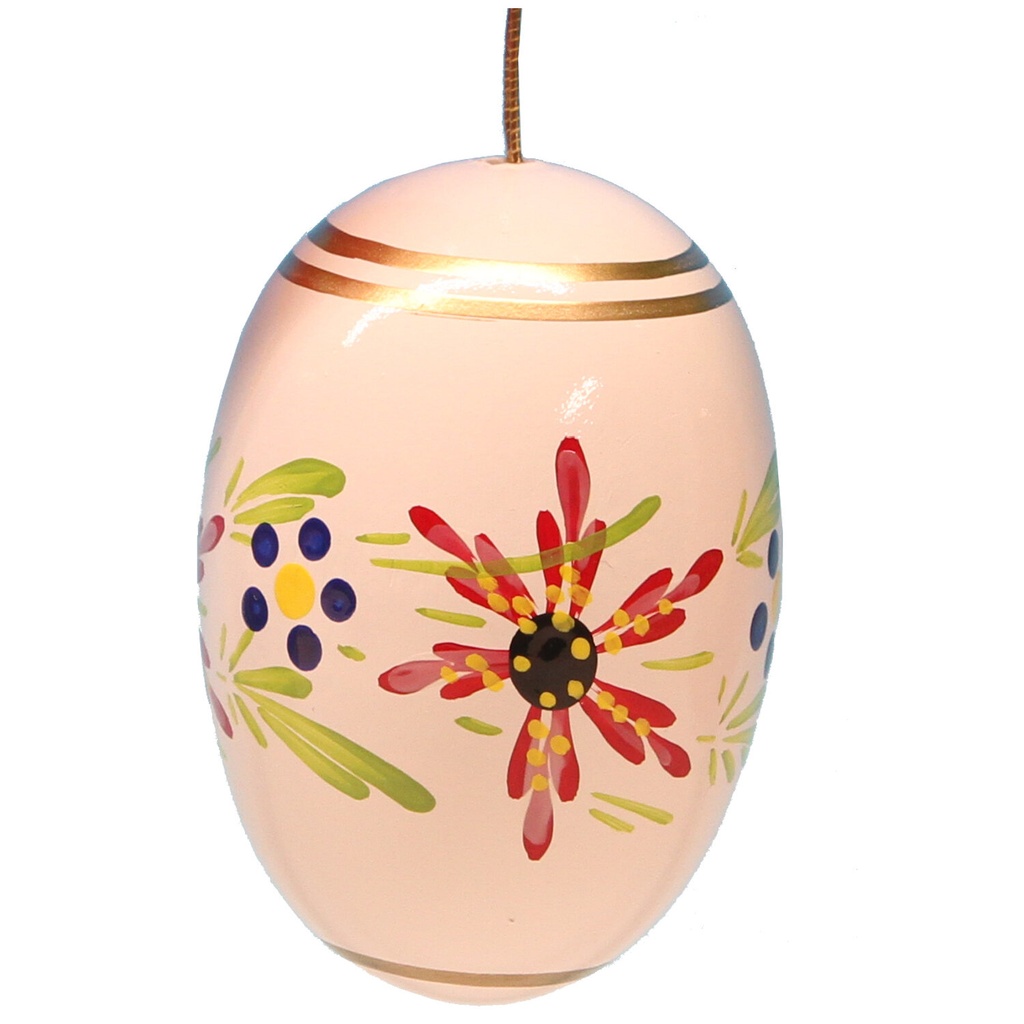Osterei weiß, 55 mm mit Blumen, handbemalt