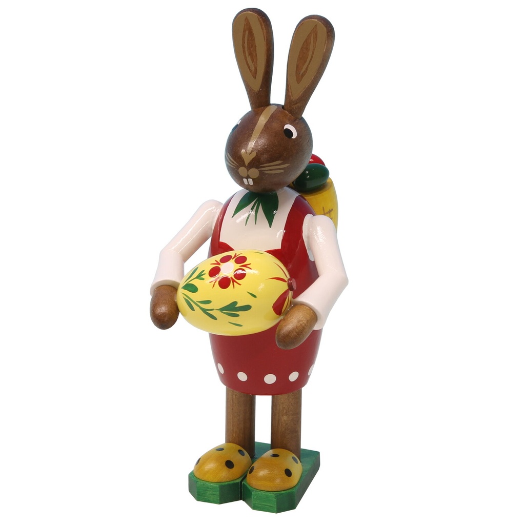 Osterhasenfrau mit Korb und großem Osterei, 150 mm