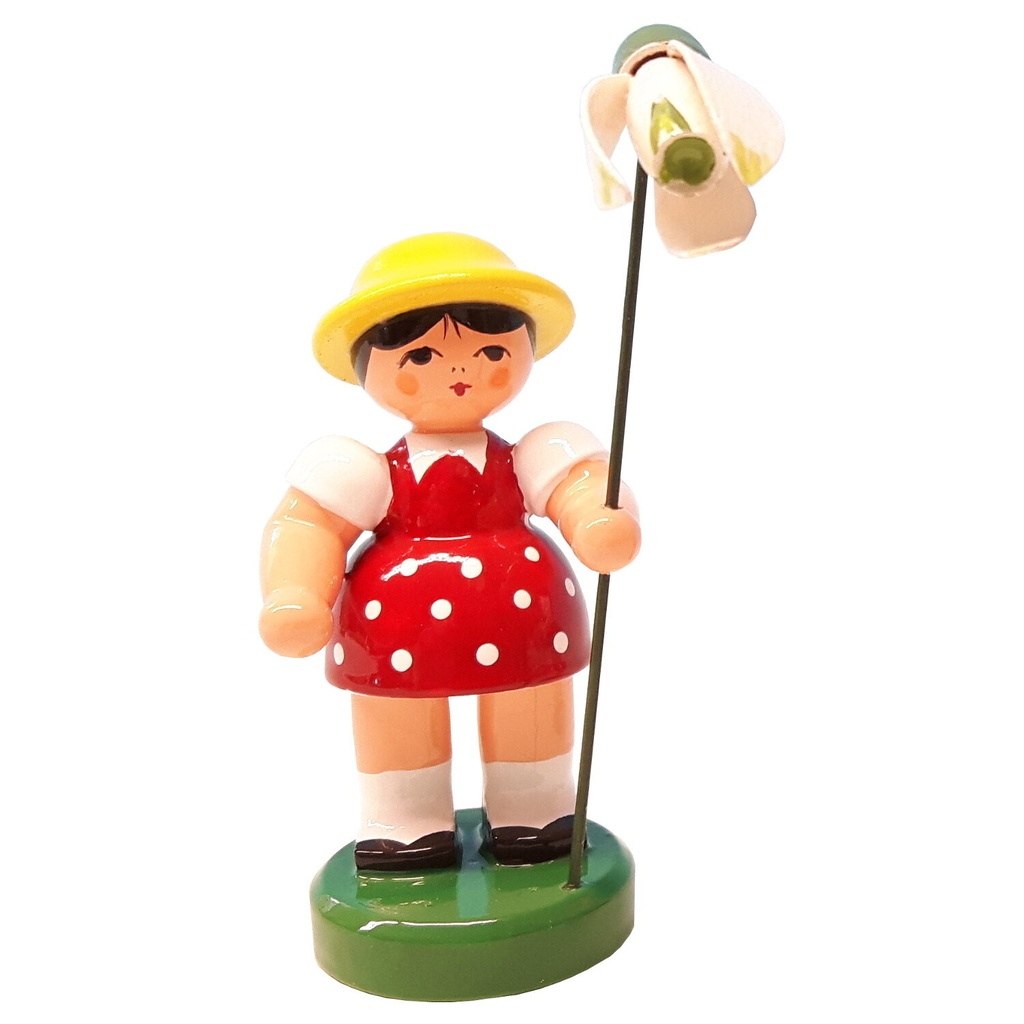 [FU 232/103/32] Blumenmädchen "Katharina" dunkelrot / gelb, Blume weiß