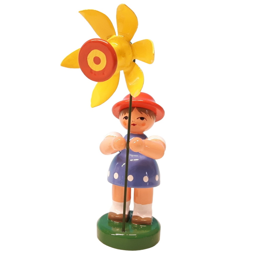 [FU 232/103/33] Blumenmädchen "Sindy" blau / orange, Blume gelb