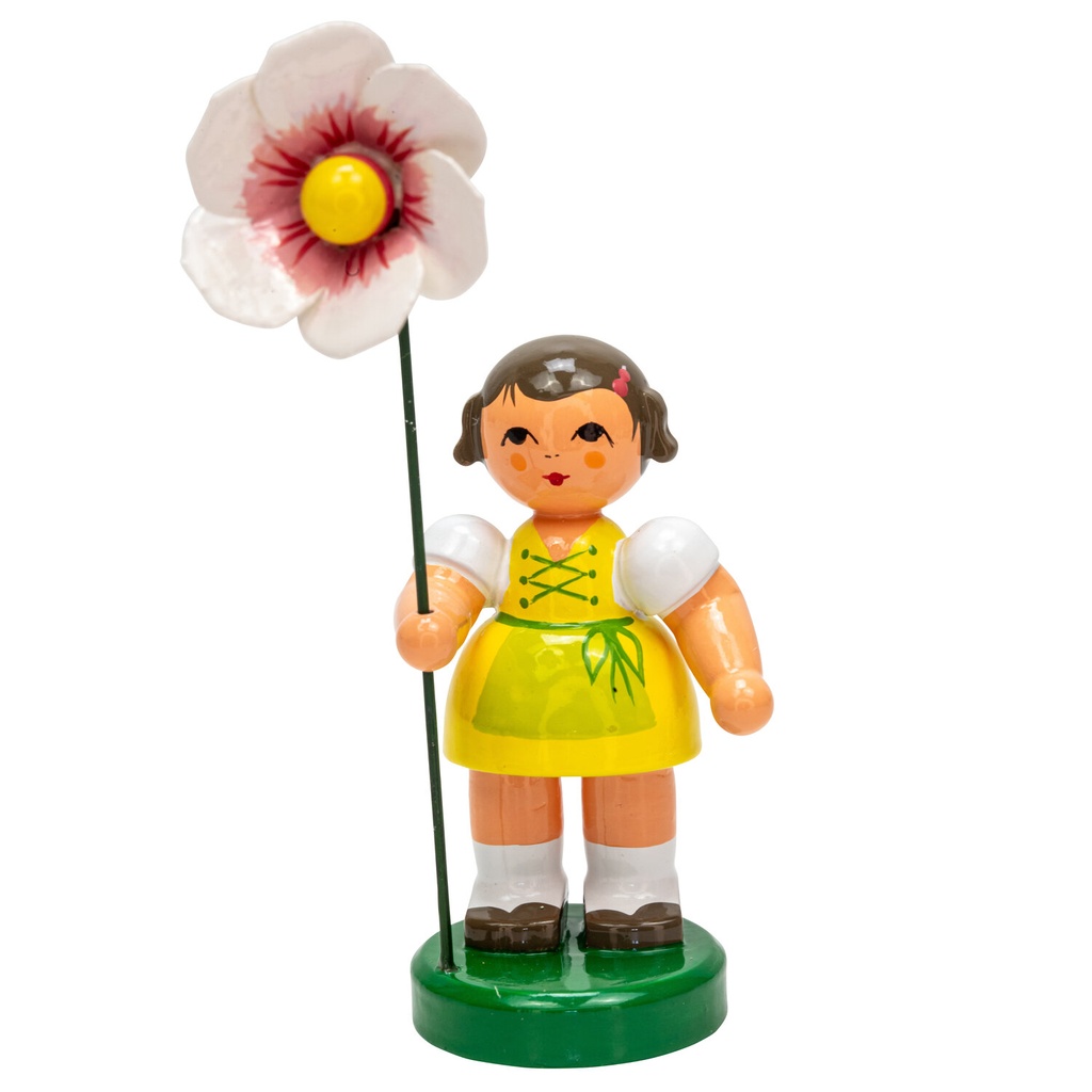 [FU 232/103/39] Blumenmädchen "Rebekka" gelb / grün, Blume weiß / rot