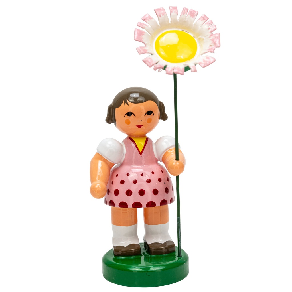 [FU 232/103/40] Blumenmädchen "Janett" rosa / rot, Blume weiß / gelb