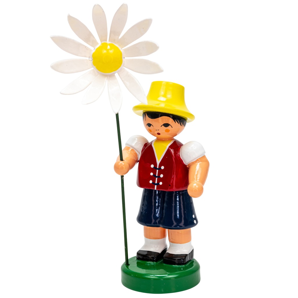 [FU 232/103/51] Blumenjunge "Andre" rot / blau / gelb, Blume weiß
