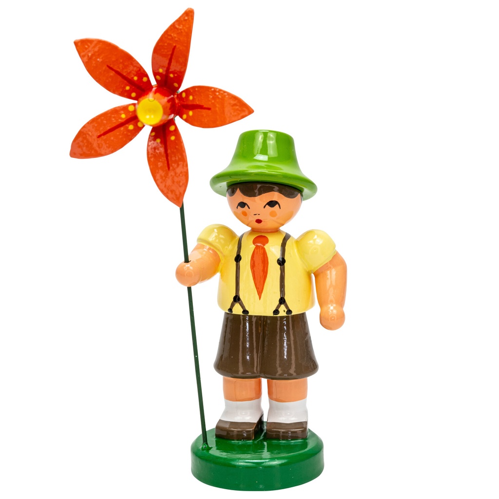 [FU 232/103/52] Blumenjunge "Bastian" hellgelb / braun / grün , Blume orange