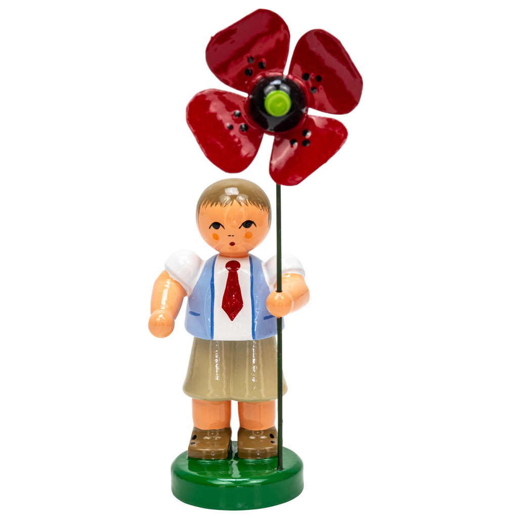 [FU 232/103/53] Blumenjunge "Dominik" hellblau / beige, Blume rot