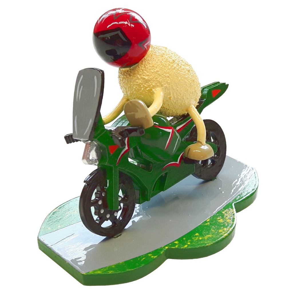 [FU 080/034/28G] Schaf "Racy", mit grünem Motorrad