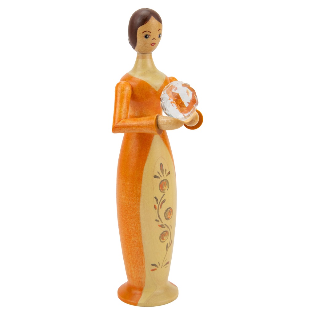 Tugendfigur Glaube mit Kristall farbig lasiert und bemalt