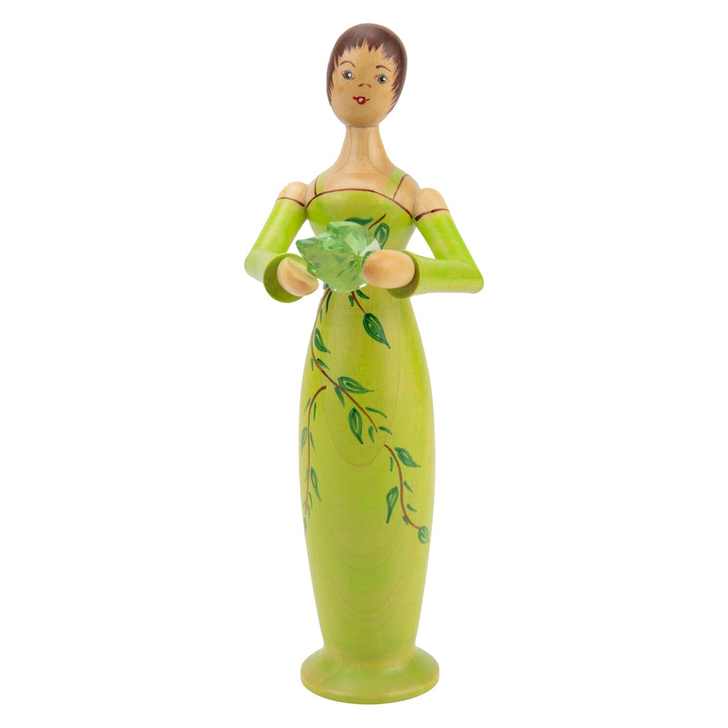 Tugendfigur Hoffnung mit Kristallblatt farbig lasiert und bemalt