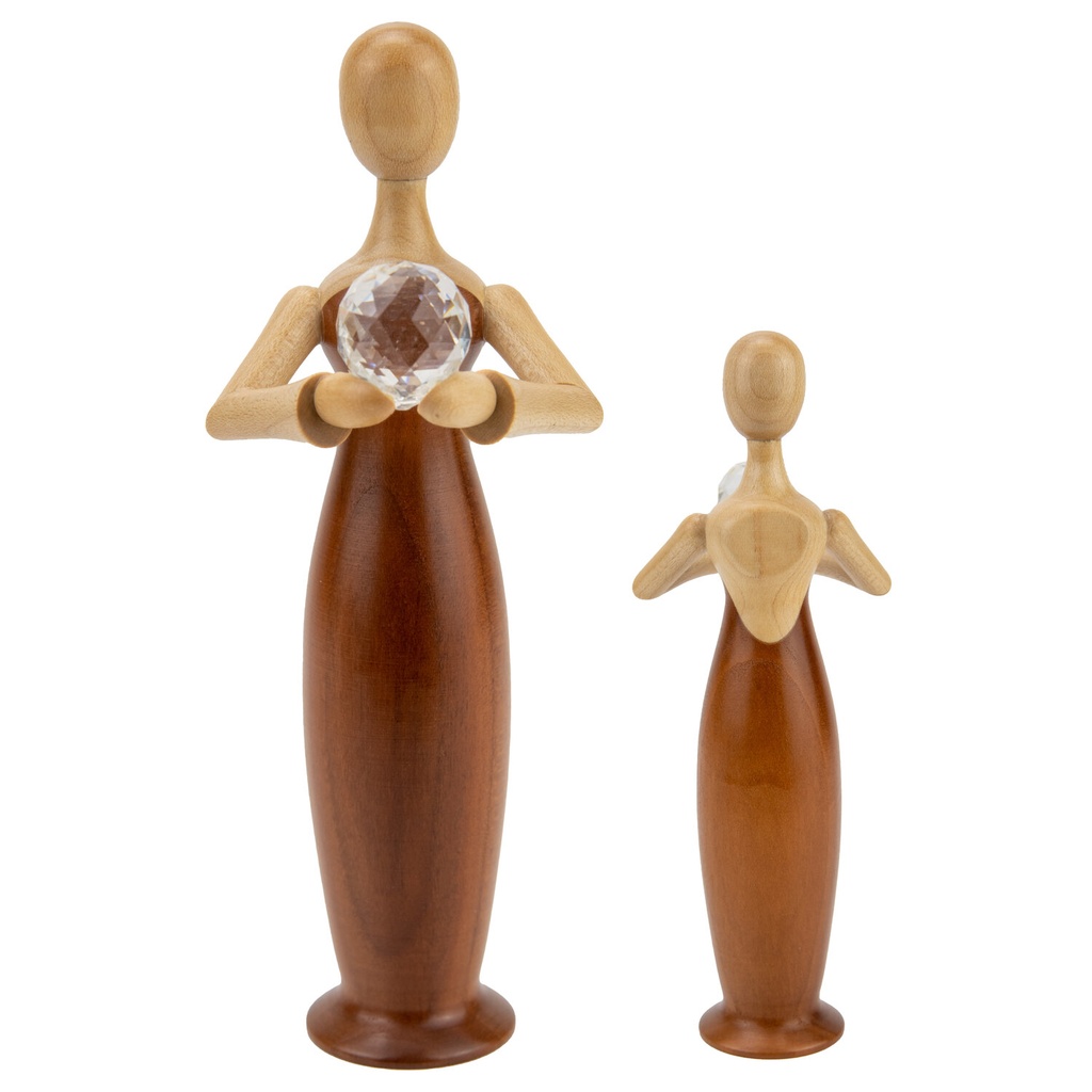 Tugendfigur Glaube mit Kristall natur, Edelholz Zwetschke