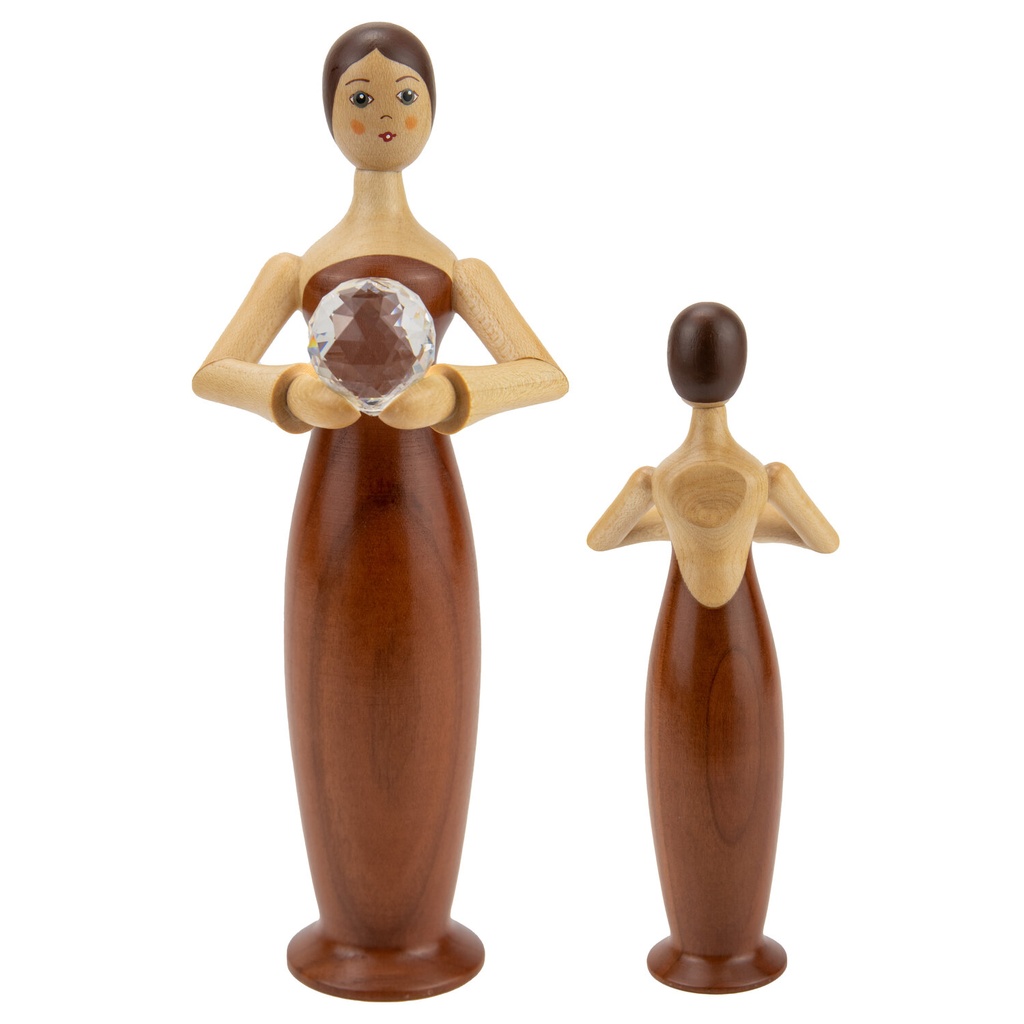 Tugendfigur Glaube mit Kristall natur, Edelholz Zwetschke m. Gesicht