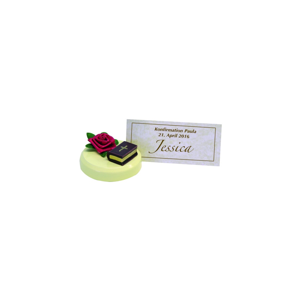 [FU 244/015/03] Tischkartenhalter mit Bibel und Blume, dm 35 mm