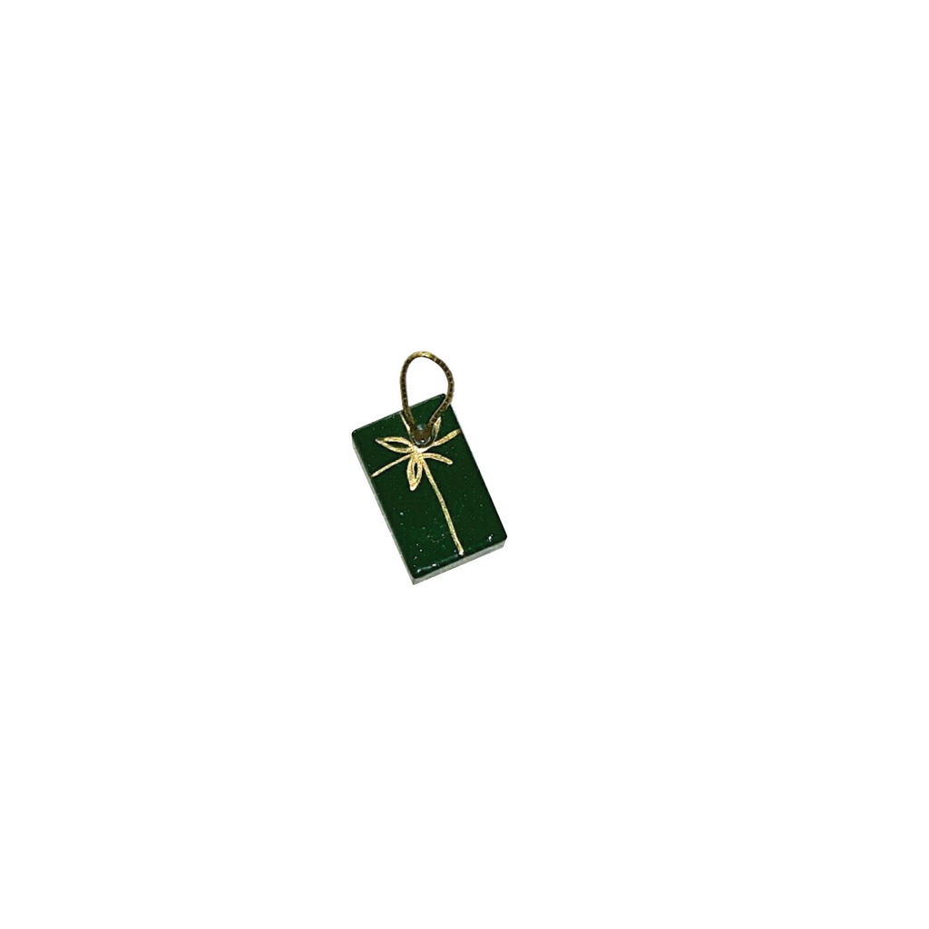 Geschenkpäckchen m Schleife dunkelgrün 16x10x7 mm