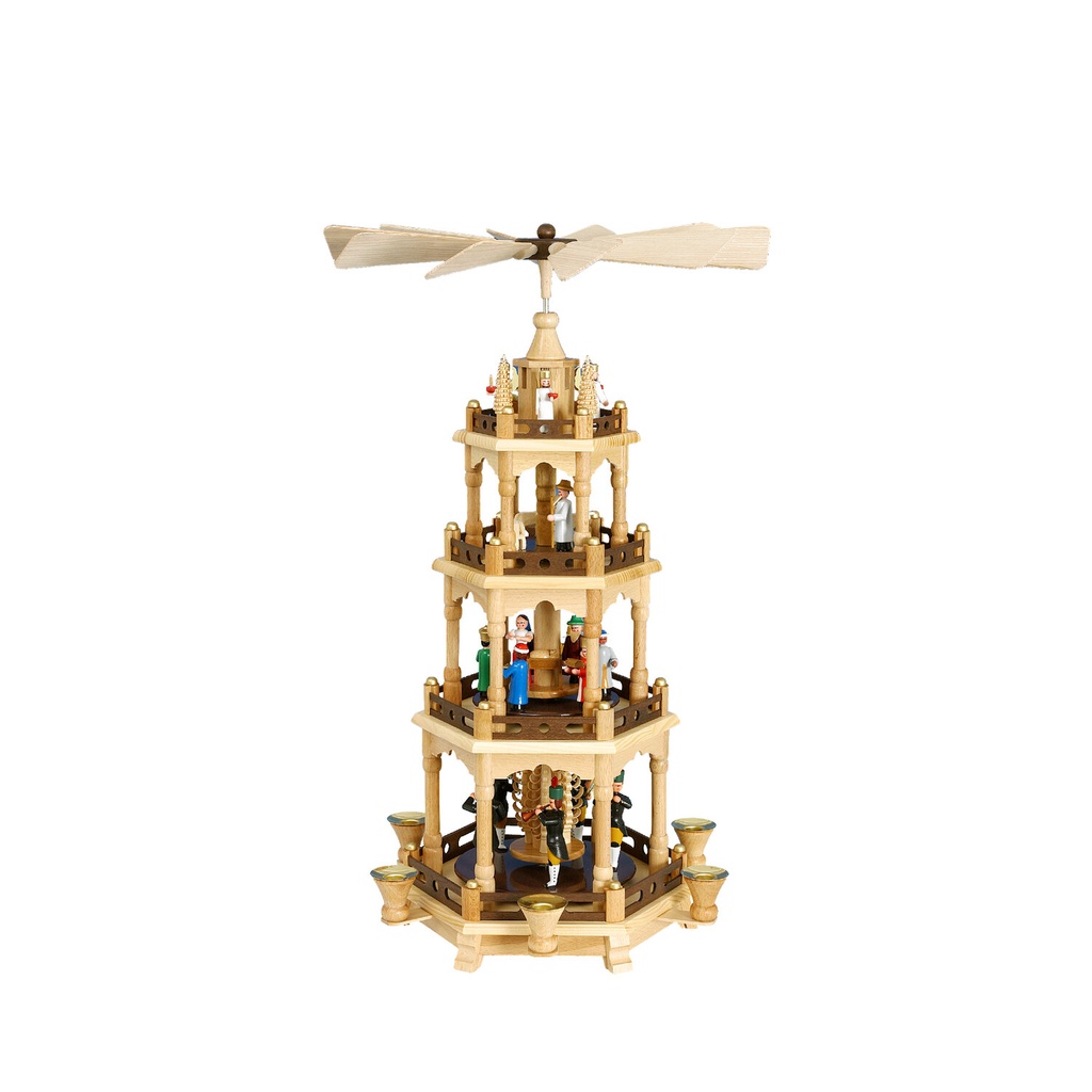 Pyramide Christi Geburt mit Bergmännern bunt