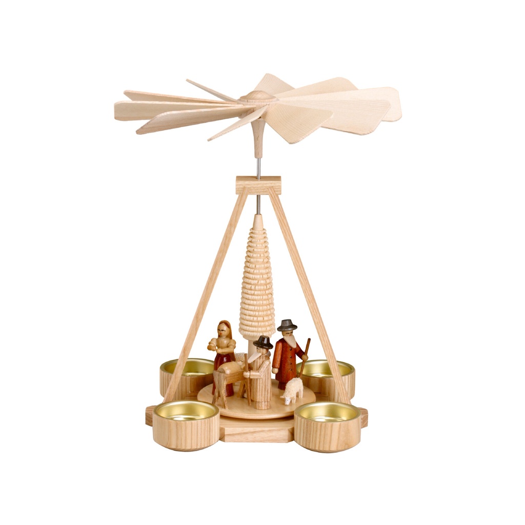 Teelichtpyramide mit Christi Geburt